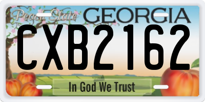 GA license plate CXB2162