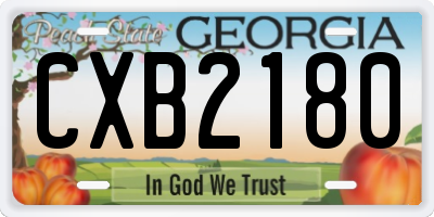 GA license plate CXB2180