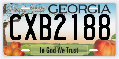 GA license plate CXB2188