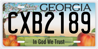 GA license plate CXB2189