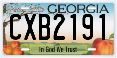 GA license plate CXB2191