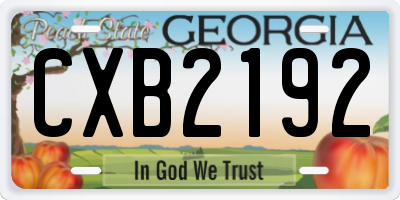 GA license plate CXB2192