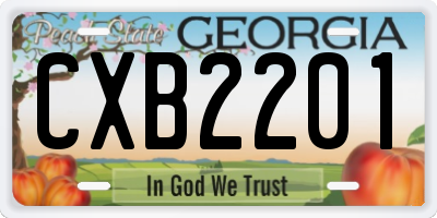 GA license plate CXB2201