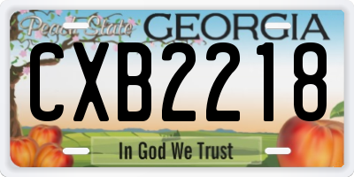 GA license plate CXB2218