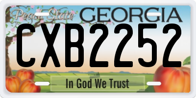 GA license plate CXB2252