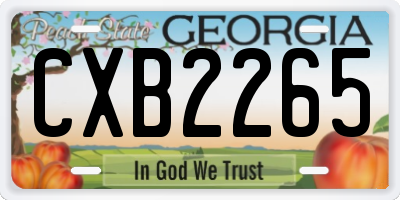 GA license plate CXB2265