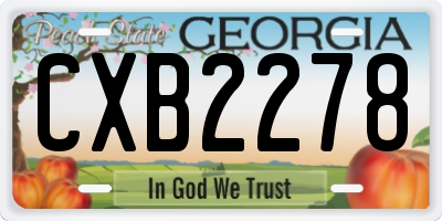 GA license plate CXB2278