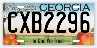 GA license plate CXB2296
