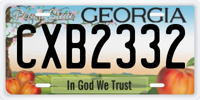GA license plate CXB2332