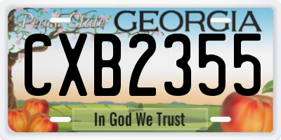 GA license plate CXB2355