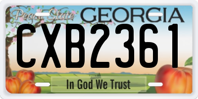 GA license plate CXB2361