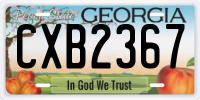 GA license plate CXB2367