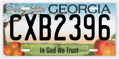 GA license plate CXB2396