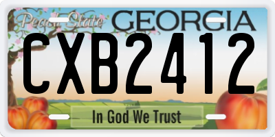 GA license plate CXB2412