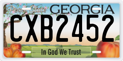 GA license plate CXB2452