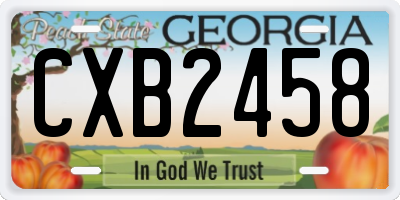 GA license plate CXB2458