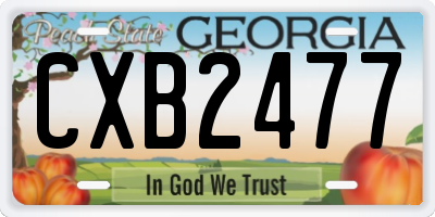 GA license plate CXB2477