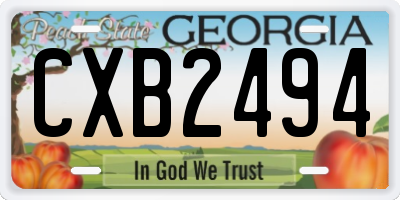 GA license plate CXB2494
