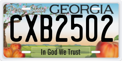 GA license plate CXB2502