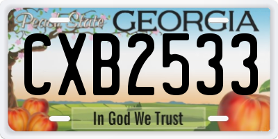 GA license plate CXB2533