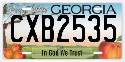 GA license plate CXB2535