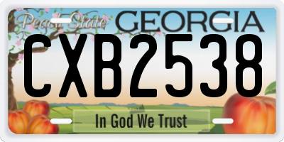 GA license plate CXB2538
