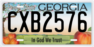 GA license plate CXB2576