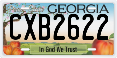 GA license plate CXB2622