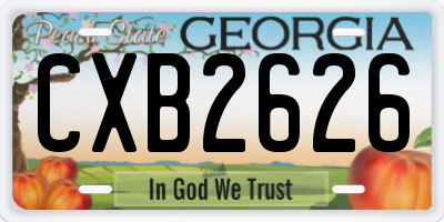 GA license plate CXB2626
