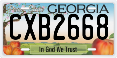GA license plate CXB2668