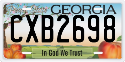 GA license plate CXB2698