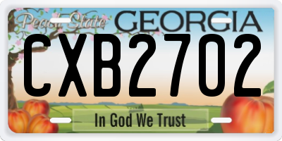GA license plate CXB2702