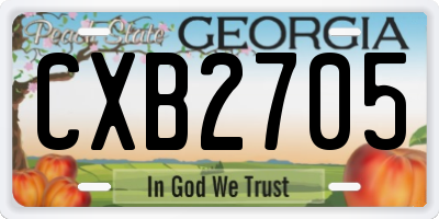 GA license plate CXB2705