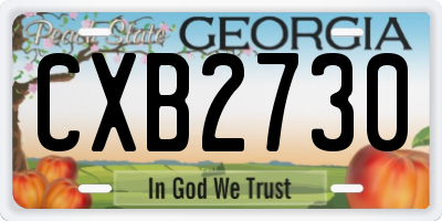 GA license plate CXB2730