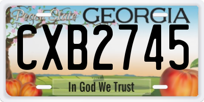 GA license plate CXB2745