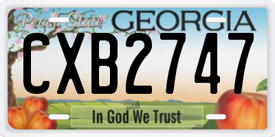 GA license plate CXB2747