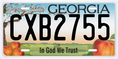 GA license plate CXB2755