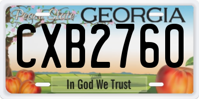 GA license plate CXB2760