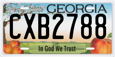 GA license plate CXB2788