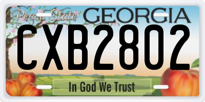 GA license plate CXB2802