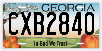 GA license plate CXB2840