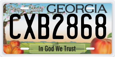 GA license plate CXB2868