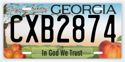 GA license plate CXB2874