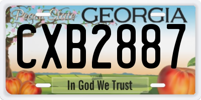 GA license plate CXB2887