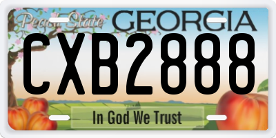 GA license plate CXB2888