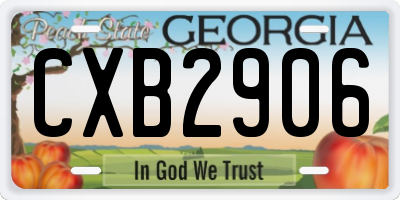 GA license plate CXB2906
