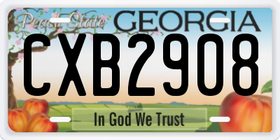 GA license plate CXB2908