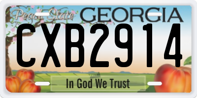 GA license plate CXB2914