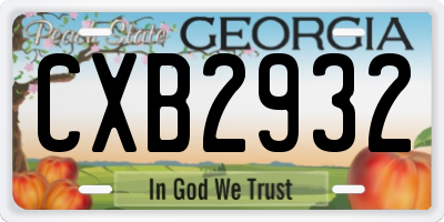 GA license plate CXB2932