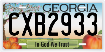 GA license plate CXB2933
